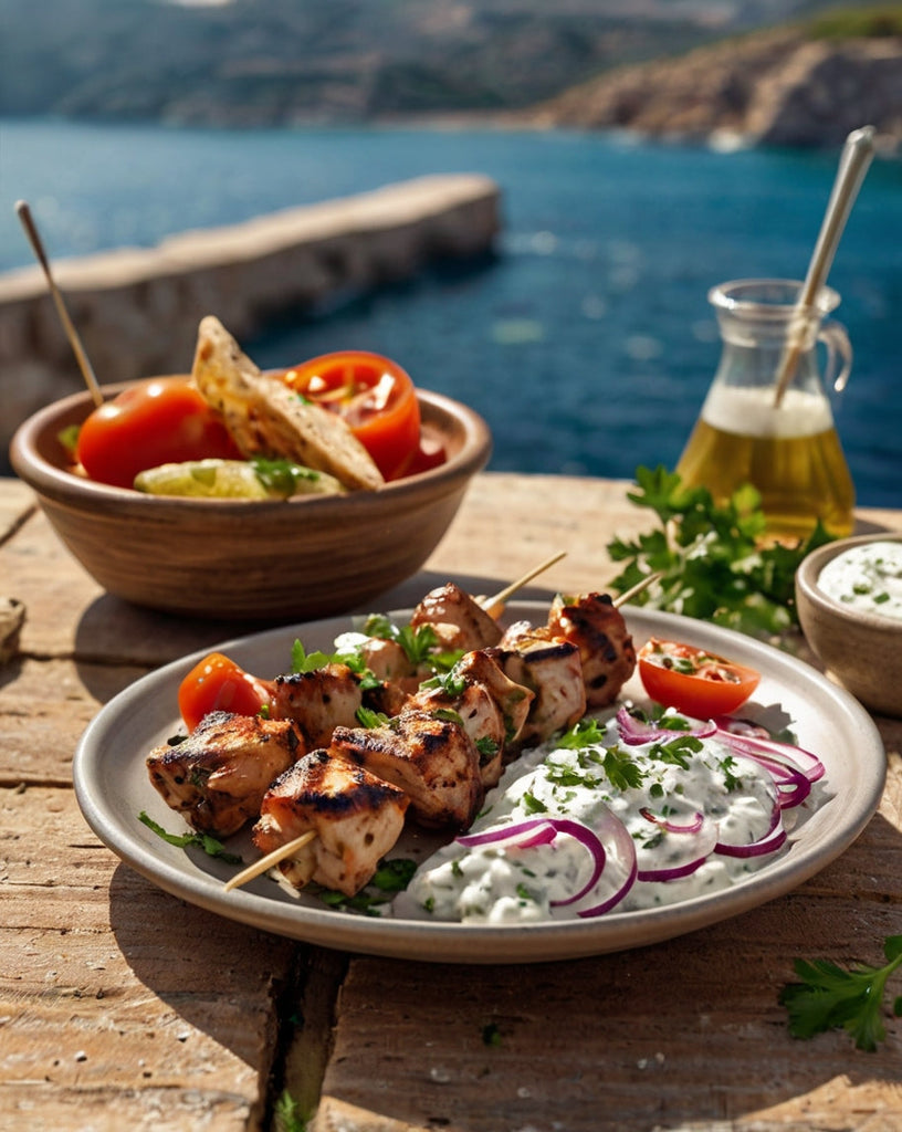 Receta de Souvlaki Griego: Brochetas de Pollo al Estilo Mediterráneo