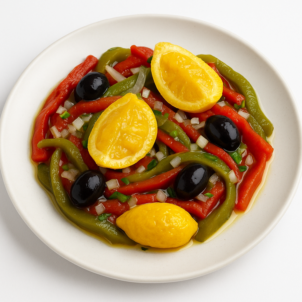 Ensalada de limón confitado y pimientos