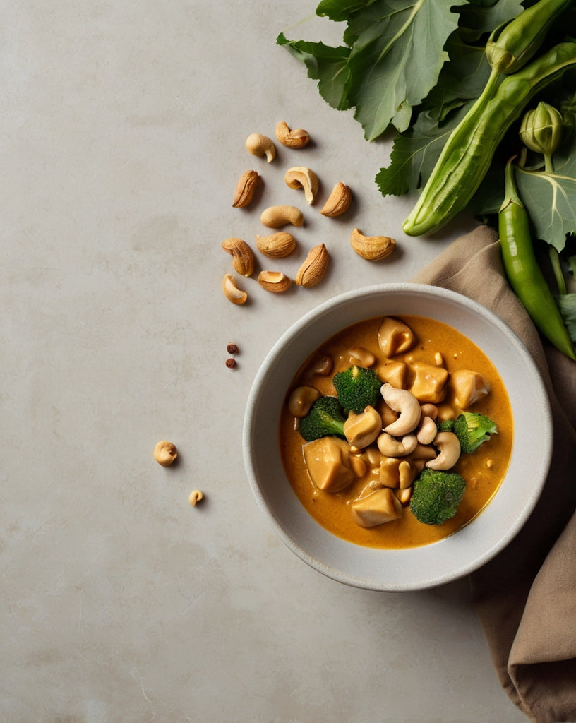 Kaju Massaman , curry de anacardos y okra