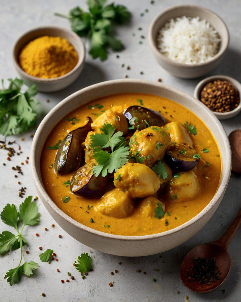 Curry de patatas y berenjenas: receta vegana fácil con toque especiado