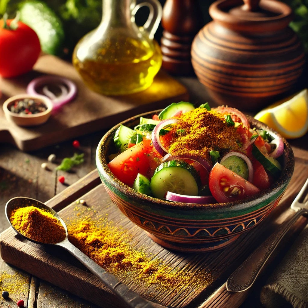 Ensalada fresca con toque exótico de Amba en polvo
