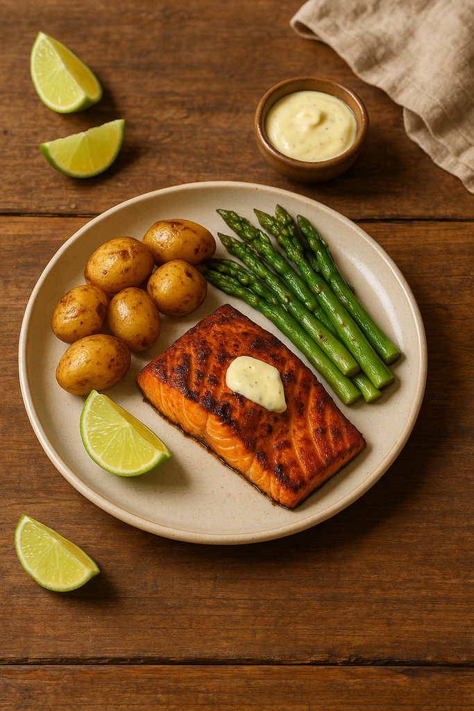 Salmón Cajún con Allioli de Lima — Sabor intenso y caribeño